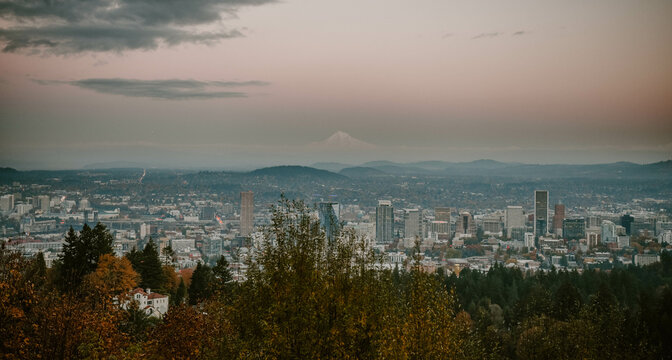 View of Mount Hood from Portland, Oregon.  