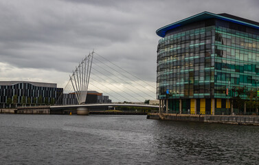 Dramatic clouds over Salford Quays, Manchester, UK
