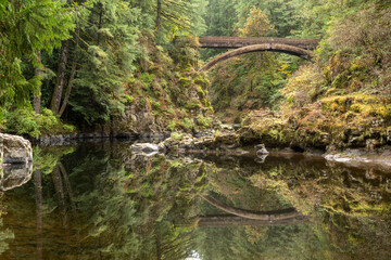 The Moulton Falls Bridge Over the Lewis River, Washington, Taken in Autumn