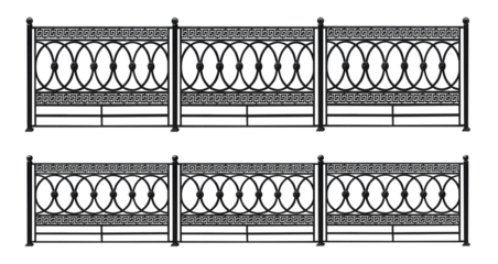 Span of metal fence with metal pillars