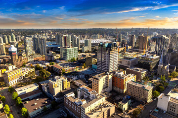 Fototapeta na wymiar Aerial view of Vancouver business district