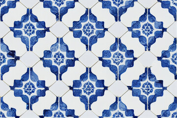 Fototapeta premium Portuguese tiles background, seamless pattern