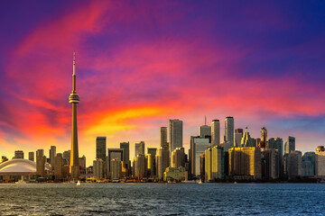 Fototapeta premium Toronto skyline at sunset, Canada