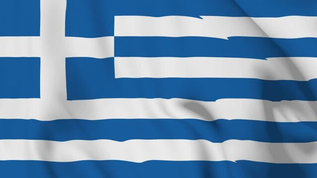 4K Ultra Hd 3840x2160. A beautiful view of Greece flag video. 3D flag waving seamless loop video animation.