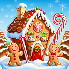 Obraz premium Christmas Family Gathering in an Outdoor Village