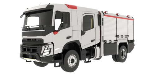  cross view rescue truck isolated on empty background