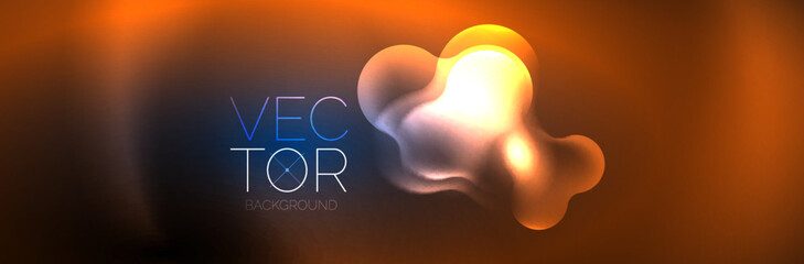 Glowing neon lights abstract shapes composition. Magic energy concept. Template for wallpaper, banner, background or landing