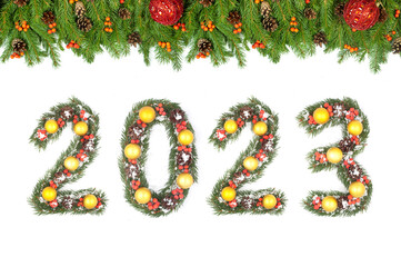Christmas tree framework and 2023 number