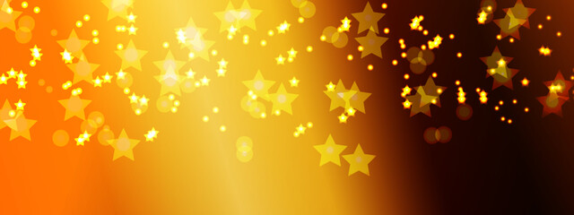 Abstract golden bokeh background. Holiday concept and celebration background with lighting stars.
