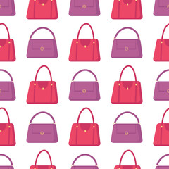 Pink and purple bag pattern on white