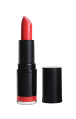 Obraz premium Bright lipstick on white background. Professional makeup product