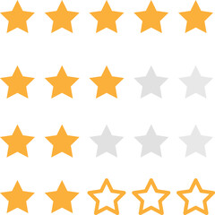 Rating stars vector icon. Five stars customer product rating review flat icon for apps and websites.eps