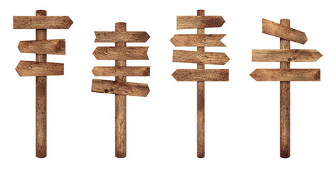 Empty wooden road signs on white background © New Africa