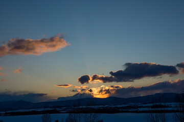 Fototapeta premium 美しい冬の夕暮れ 