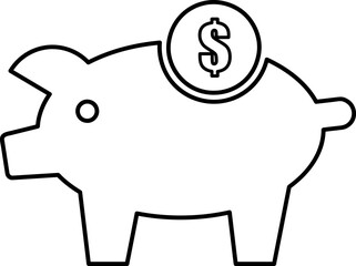 Piggy Bank Icon In Flat Style Vector For Apps, Websites. Black Icon Vector Illustration 