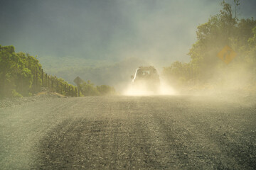 off-road vehicle on the mountain road