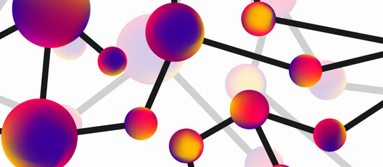 Line points connections geometric landing page background. Fluid circles and spheres with liquid gradients. Vector Illustration For Wallpaper, Banner, Background, Card, Book Illustration, landing page