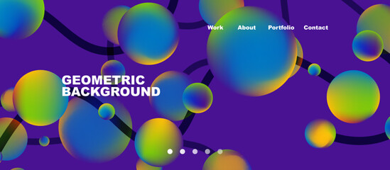 Network concept, line points connections geometric landing page background.