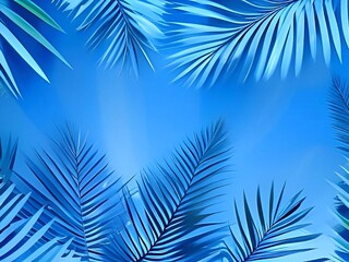 Fototapeta na wymiar Blue palm leaves background