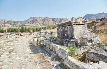 Fototapeta na wymiar The Massive Necropolis of Hierapolis Above Pamukkale