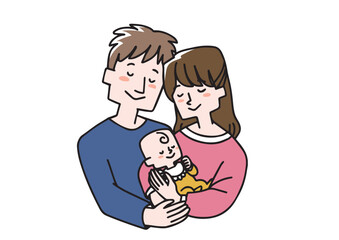 赤ちゃんを抱っこしている夫婦
