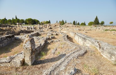 Fototapeta na wymiar Frontinus Street, the Main Street of Ancient Hierapolis