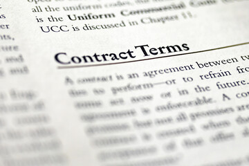 contract terms written in business law and ethics book