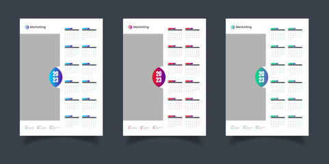 Wall Calendar 2023 Template Design Or One Page Wall Calendar