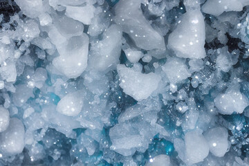 Beautiful close-up of ice crystals on a glass