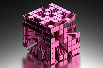 3d blender abstract random cube metal