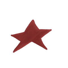 Obraz premium Pencil hand drawn cozy red star png illustration. Colorful children cartoon clipart on isolated transparent background. 
