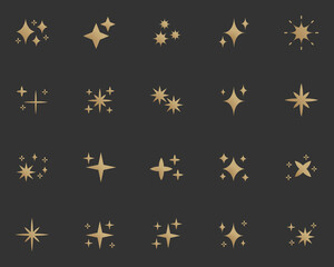 set of sparkle icons, glitter, effect