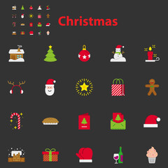 set of Christmas flat icons, winter, new year