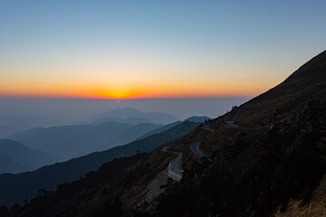 Sunset landscape of the Hehuanshan mountain