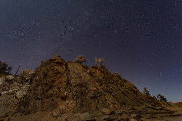 Fototapeta na wymiar Night starry landscape of the Wuling Parking of Hehuanshan mountain