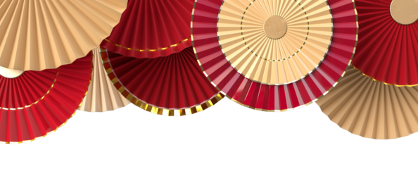 Paper fan chinese new year decoration. Oriental Asian style concept of Happy Chinese New Year festival background. 3D rendering
