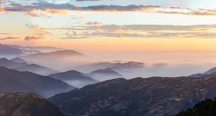 Naklejka na ściany i meble Sunset landscape of the Hehuanshan mountain