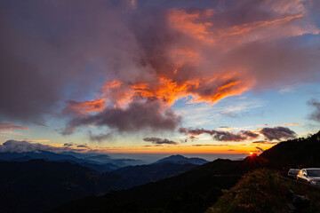 Sunset landscape of the Hehuanshan mountain