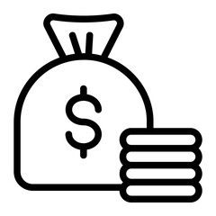 money bag line icon