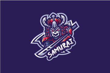 Samurai mascot logo, a samurai swordsman with his katana