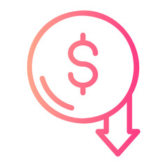 dollar down gradient icon