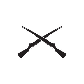 Crossed M1 Garand rifles and Famous rifle weapon WWII vector design