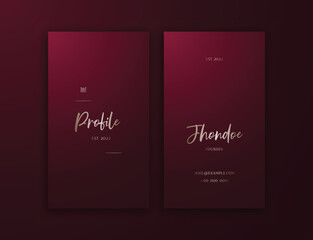 Fototapeta premium Red Gold Luxury Vertical Business Card Template