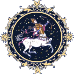 Fotobehang Astrological symbol on white background - Sagittarius © nataliahubbert