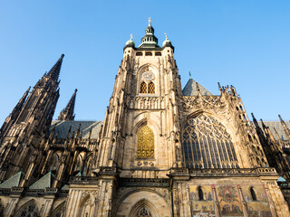 Fototapeta na wymiar Exterior of St. Vitus Cathedral in Prague Castle - Prague, Czech Republic