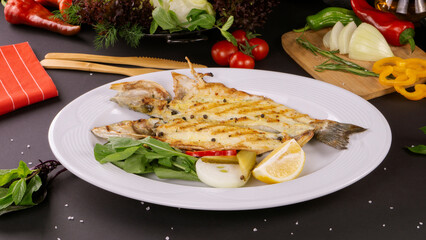grilled fish with vegetables