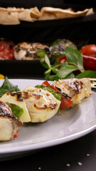 Grilled fish kebab skewers