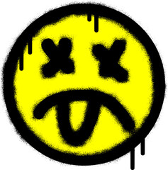 Smiling face emoticon graffiti with black spray paint
