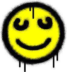 Smiling face emoticon graffiti with black spray paint