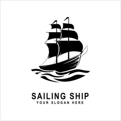 Sailing Ship Logo silhouette, this design is suitable for all kind of business